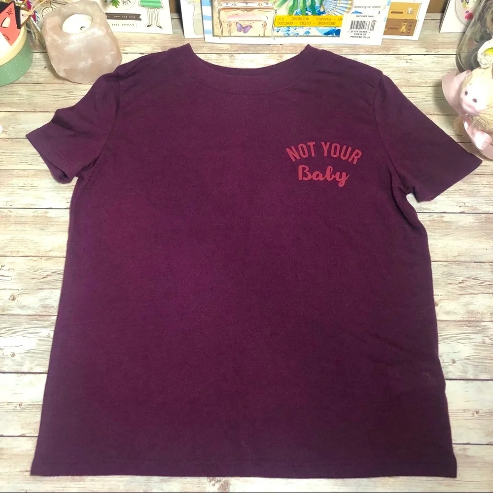 Not Your Baby Maroon Short Sleeve Sleep Shirt Top Women’s Sz.XS LLD Aeropostale